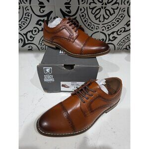 NWB Boy's sz 1M Stacy Adams Dickinson Cap Toe Oxford Shoes Cognac Color
